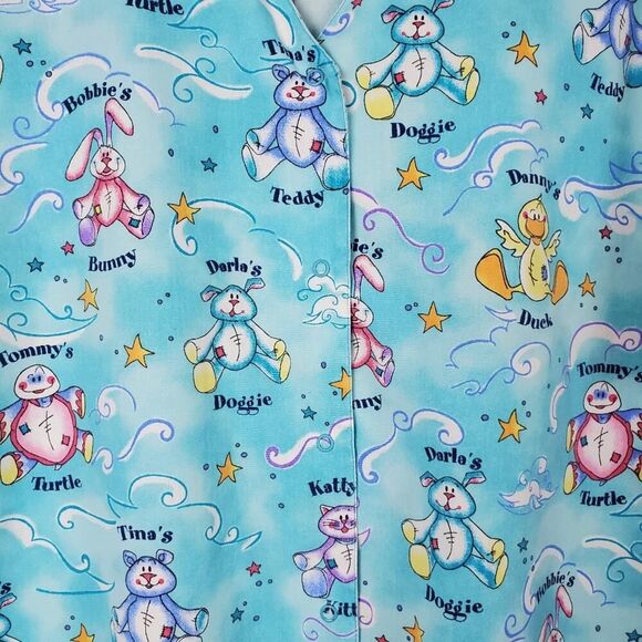 Simply Basic Button-Down Scrub Shirt Blue Size Large - Picture 6 of 9